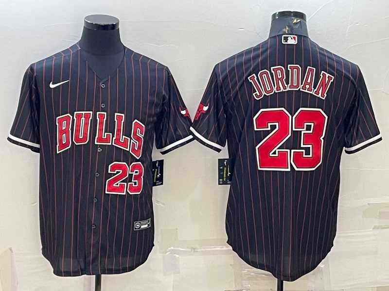 Mens Chicago Bulls #23 Michael Jordan Black Cool Base Stitched Baseball Jersey